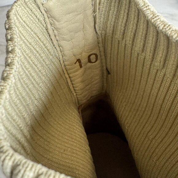 Everlane Glove Boot ReKnit Ankle Boots Womens Size 10 Cream Ribbed Block Heel - Picture 11 of 12